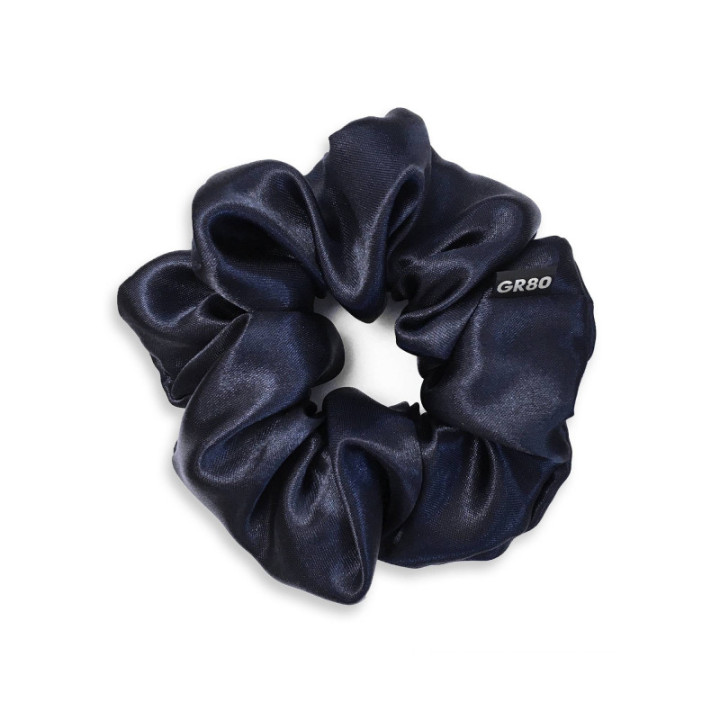 Prémium minőségű, indigókék szatén selyem scrunchie / hajgumi. Átmérője kb. 12 cm