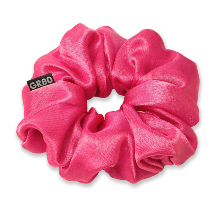 Prémium minőségű, pink színű szatén selyem scrunchie / hajgumi. Átmérője kb. 12 cm