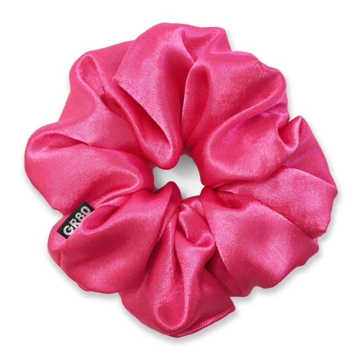 Óriás méretű, prémium minőségű, pink színű szatén selyem scrunchie / hajgumi. Átmérője kb. 16-17 cm