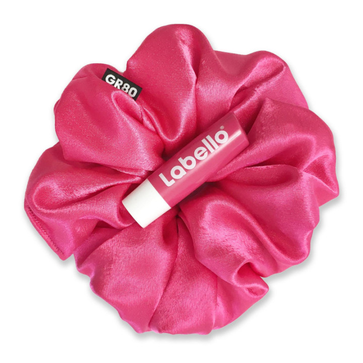 Óriás méretű, prémium minőségű, pink színű szatén selyem scrunchie / hajgumi. Átmérője kb. 16-17 cm
