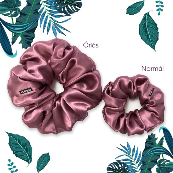 Óriás sötét mályva selyem hajgumi (scrunchie) prémium minőségű szaténból. Átmérője kb. 16-17 cm
