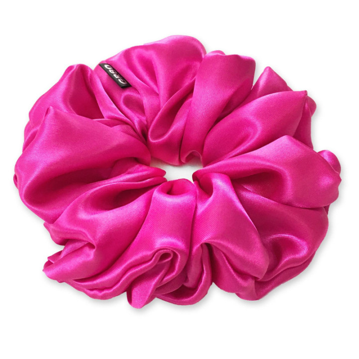 Óriás méretű, prémium minőségű, magenta (ciklámen) színű szatén selyem scrunchie / hajgumi. Átmérője kb. 16-17 cm