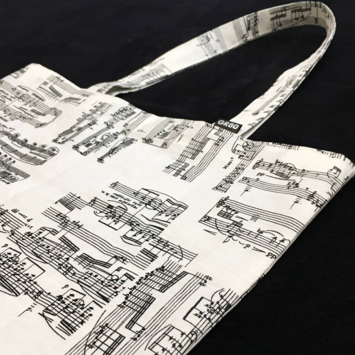 Vászontáska, kotta | hangjegy | zene mintás, zenészeknek, pamut öko szatyor, textil zacskó, szövet válltáska tote bag