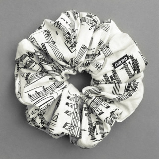 XXL méretű, kotta mintás textil hajgumi. 100% pamut scrunchie