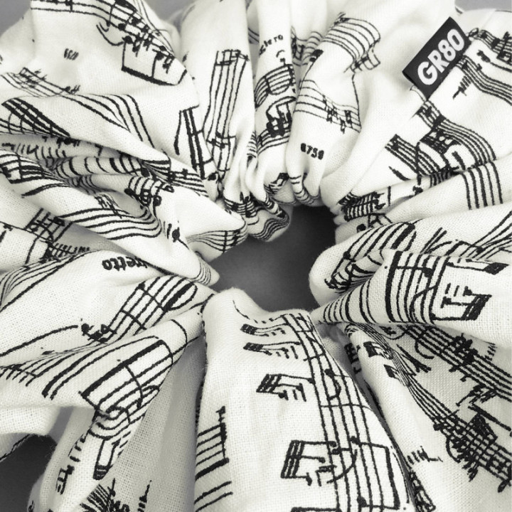 XXL méretű, kottás pamut hajgumi. 100% OEKO-Tex textil scrunchie