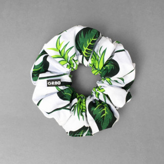 Zöld pálmaleveles textil hajgumi minőségi 100% pamutból | Átmérője kb. 12 cm