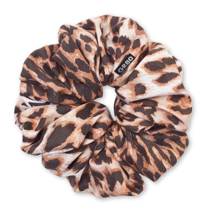 Párduc mintás XXL hajgumi (scrunchie) puha microfiber anyagból
