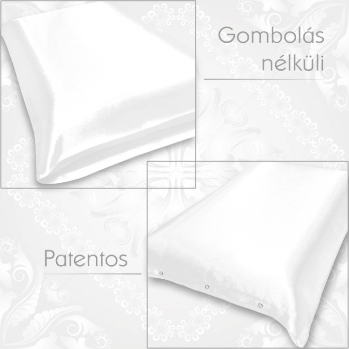 Patentos vagy gombolás nélküli selyem párnahuzat. Elegáns és különleges ajándék férfiaknak is. Hófehér