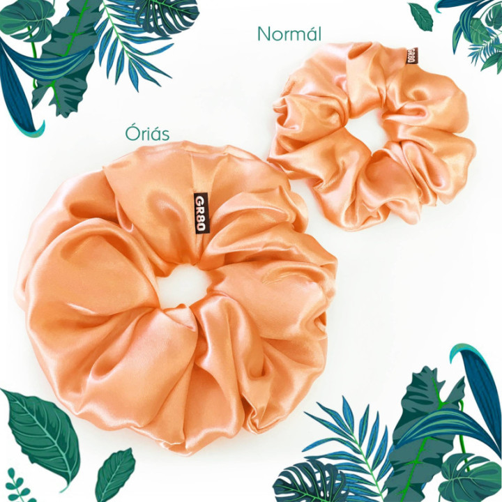Szatén hajgumi scrunchie. Barack színű kiváló minőségű selyemből. Made in Hungary