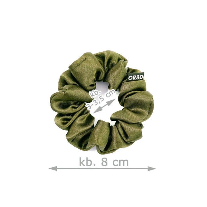 S-es kicsi hajgumi. Kézzel készült minőségi selyem scrunchie. A legjobb mini hajgumi! Elegáns olíva zöld színű szatén hajdísz