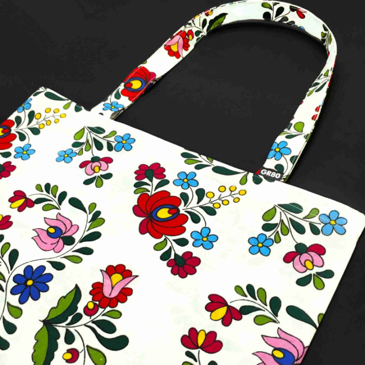 Külföldön élő magyaroknak ajándék. Erős vászontáska, összehajtható kézműves zero waste szatyor, matyó tote bag