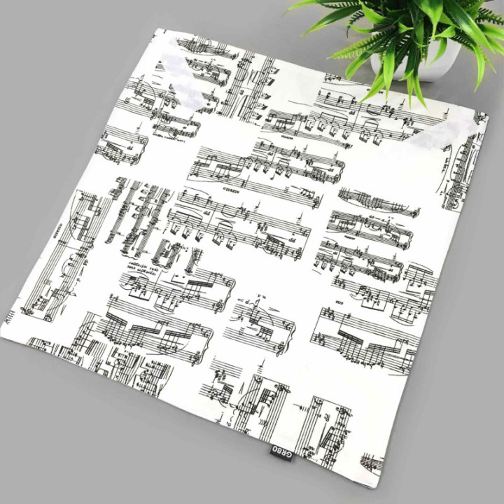 Kettő az egyben terítő és szendvics csomagoló. Kotta mintás étel szállító zero waste textil szalvéta