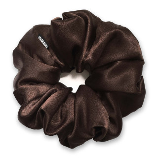 Óriás méretű, prémium minőségű, csokibarna színű szatén selyem scrunchie / hajgumi. Átmérője kb. 16-17 cm