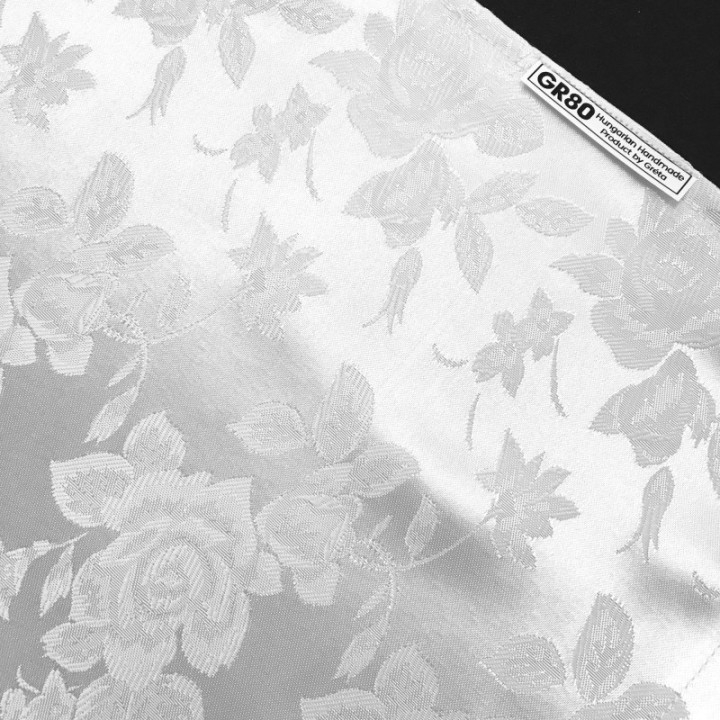 Hófehér, jacquard rózsás, elegáns selyem brokát hegedű formahuzat 4/4-es és 3/4-es hegedűhöz